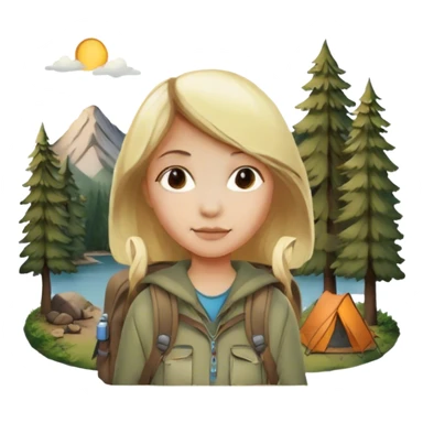 Blonde girl camping sticker