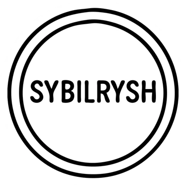 A circular coin with the text "SYBILRYSH" inscribed in the center. The coin has a circular rim and simple coin detailing. sticker