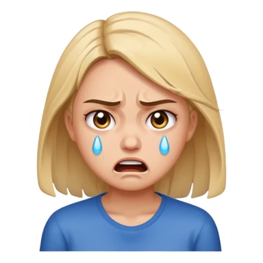A girl being very angry and crying sticker