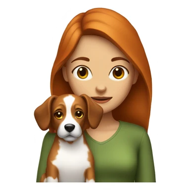 Brunette girl with ginger dog  sticker