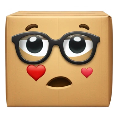 caja inteligente con lentes encima de un corazon gigante sticker