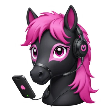 Black pony streamer with gaming head set sticker