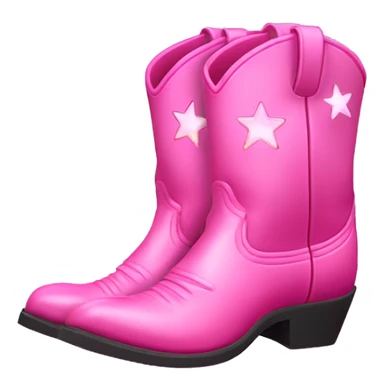 Pink cowboy boots with stars iridescent two boots sticker
