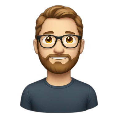 white man with short brown hair and beard wearing glasses sticker