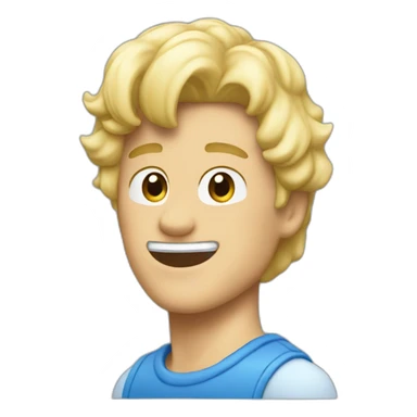 ken in blue clouthes waving sticker