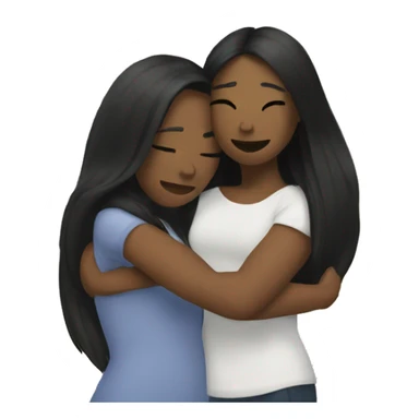 Lesbian with long black hair and white skin hugging her girlfriend from behind sticker