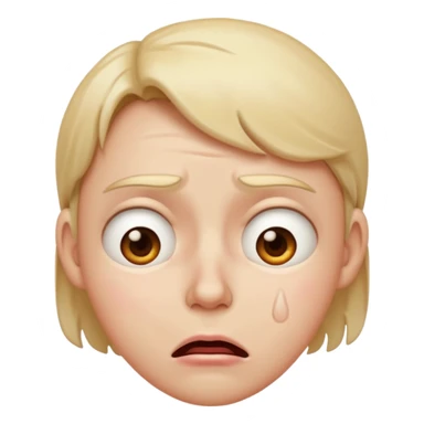 traumatized face emoji, anxious expression, furrowed brows, sweat drops, trembling lips sticker