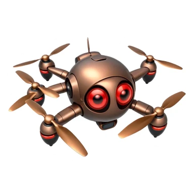 Flying robot, small propellers, glowing eyes. sticker