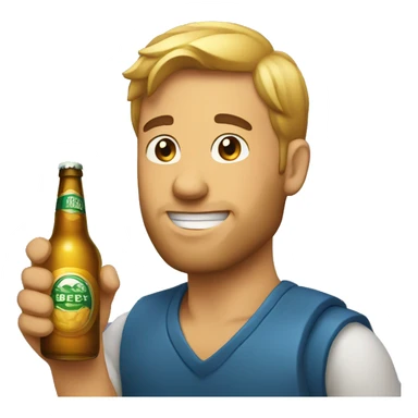 a man holding a beer bottle sticker