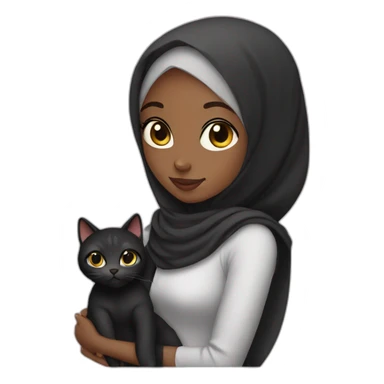 Black hijab girl with a brow hijab and her cat sticker