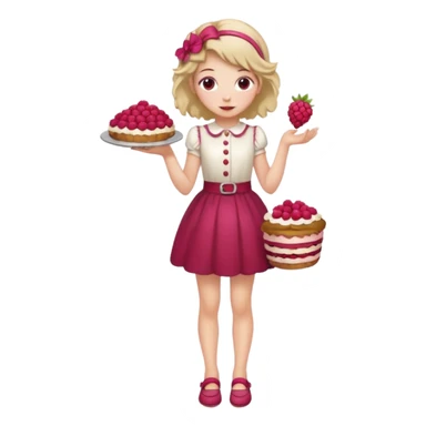 Raspberry torte human girl full body and legs with a raspberry barrette on her hair sticker