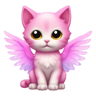 Pink ombre sparkly kitten with angel wings  sticker