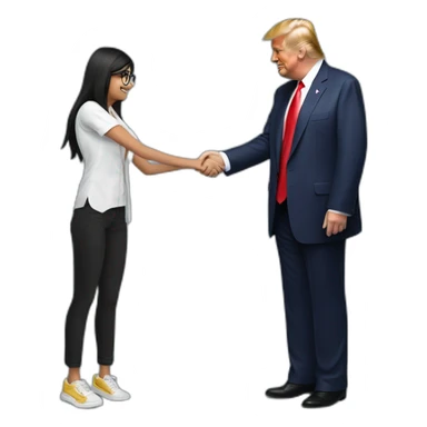 donald trump shaking hands with mia khalifa sticker