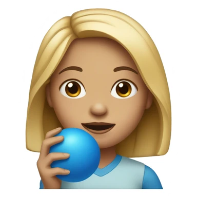 girl portrait of holding a blue ball between legs sticker