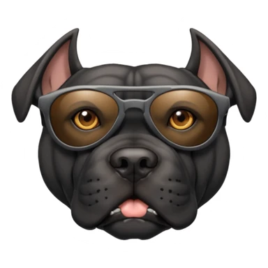 A a black cane corso with Oakley sunglasses sticker