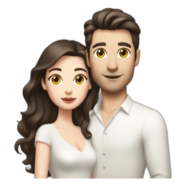Honeymoon brunette couple with colored eyes and white skin sticker
