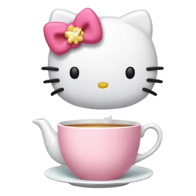 hello kitty drinking tea sticker