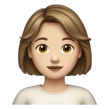 brown haired girl with curtain bangs, really light skin, blue eyes sticker