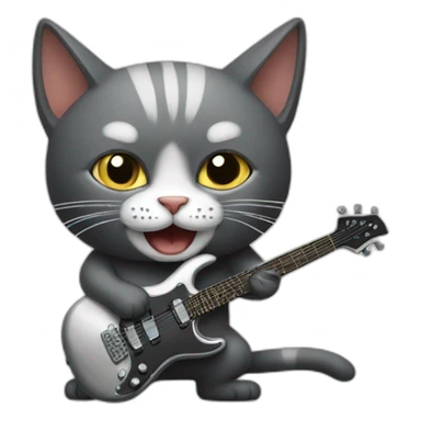 Cat playing metal music sticker