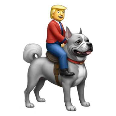 trump rides a grey french buldog sticker