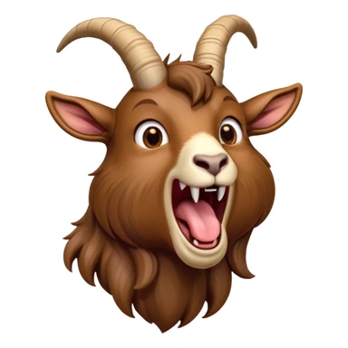 Cinematic Cute Yawning Brown Goat Portrait Emoji, Head tilted slightly with a dramatic, wide-open yawn, showcasing a soft, downy brown fur with delicate horns and gently drooping ears, round eyes barely open in drowsy contentment, Simplified yet irresistibly adorable features, highly detailed, glowing with a soft, cozy glow, high shine, relaxed yet expressive, stylized with a touch of rustic whimsy, bright and endearing, soft glowing outline, capturing the essence of a sleepy yet affectionate goat, so drowsy it feels like it could stretch out of the screen and curl up for a nap! sticker
