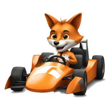 cartoon fox animal as a racing driver sticker