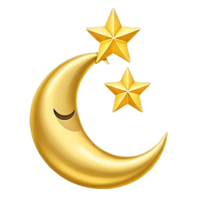 Star and Crescent emoji with black background and no face only star and crescent. sticker