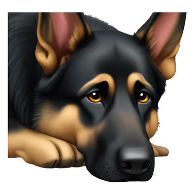 A tired black German shepherd  sticker