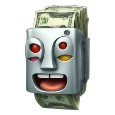 robot money tongue sticker