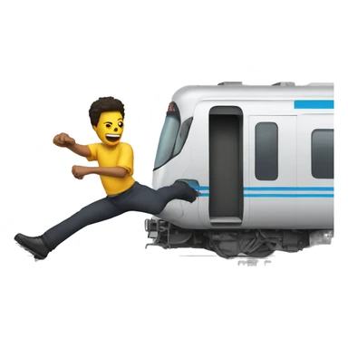 Leg kicking a train sticker