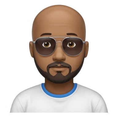 Bald male, black sunglasses, goatee beard, realistic portrait sticker