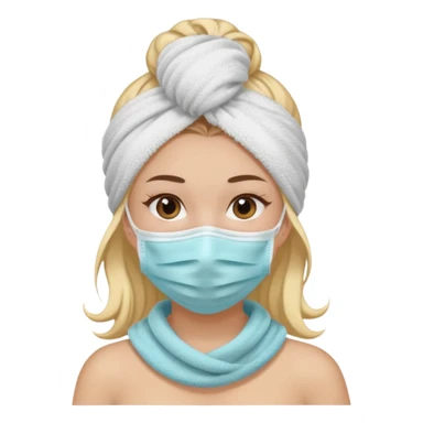 A girl wearing a face mask and towel wrapped in her hair  sticker