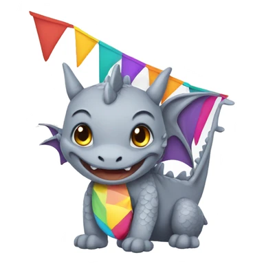 Gray Dragon covered in colorful bunting sticker