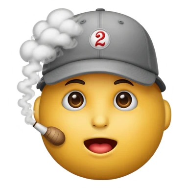emoji with baseball cap, exhaling smoke sticker