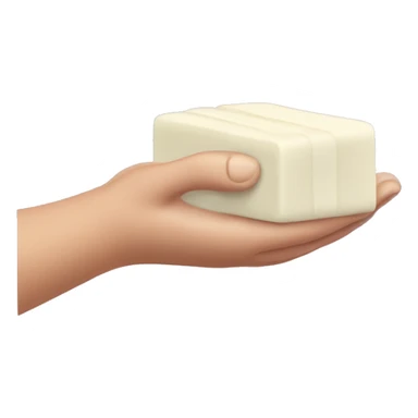 a hand holding a bubbly bar of soap sticker