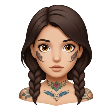 face tattooed brunette girl sticker