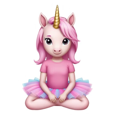 head and shoulders portrait of an anthropomorphised female unicorn in tutu and pink t-shirt, relaxed pose sticker