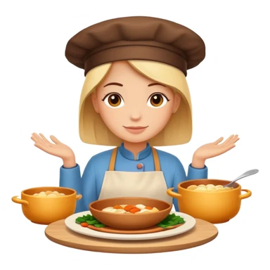 Home cooking humanless avatar in clean emoji-style illustration. Homemade dishes on a plate, warm cozy colors, simple shapes, flat design, high contrast, friendly and inviting. sticker