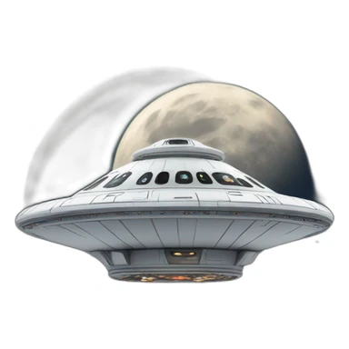 Space ship in front of moon sticker