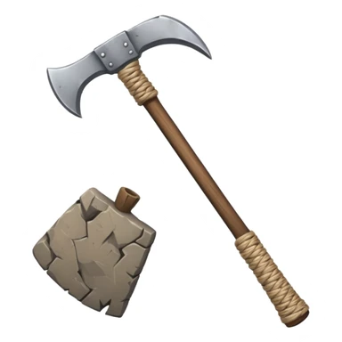 ancient break stone ax string sticker