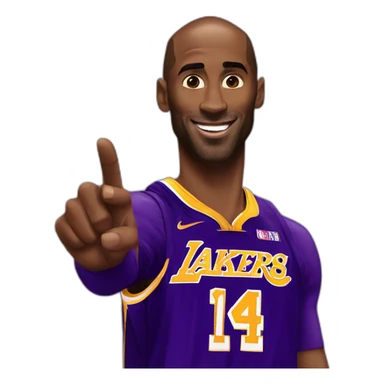 Kobe Bryant points his finger up in warning sticker