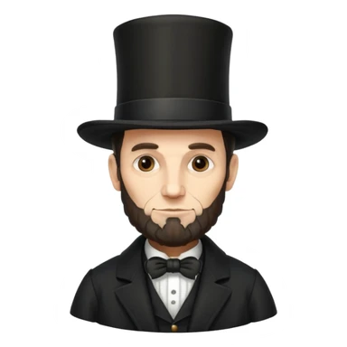 Illustrate Abraham Lincoln with tall hat, beard & classic black coat sticker