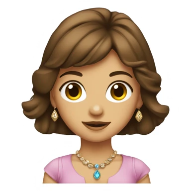 Girl with brown hair and jewelry. In hand keeping stencil sticker