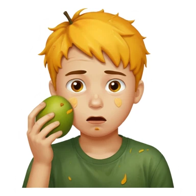 Boy eating mangoes, disgusted sticker