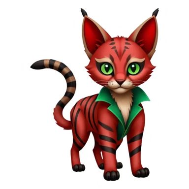Gothic exotic Red and black and edgy and cute shiny Fantasy-Siamese-Bobcat-Caracal-Lykoi-feline-Fakémon-feline-hybrid (full body) sticker
