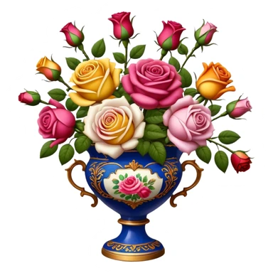 Assorted Roses in a vintage vase sticker