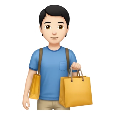 a white man black hair with clothing shopping bag sticker