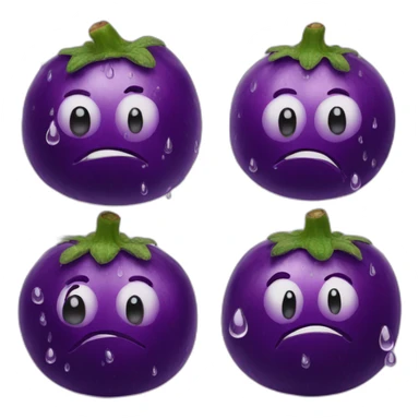 smirky eyes on eggplant with water droplets sticker
