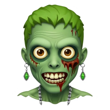 Create a zombie emoji with grillz and earring sticker