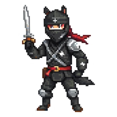 Ninja horse, black ninja outfit, throwing star, stealthy pose sticker